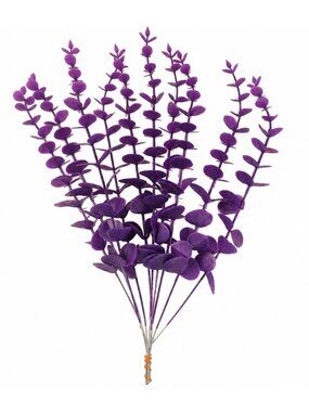 10 Purple Baby Eucalyptus Stems 15 Inch Artificial Greenery, Wreath Foliage, Wed